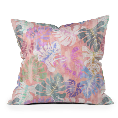 Schatzi Brown Phoenix Tropical Peach Outdoor Throw Pillow