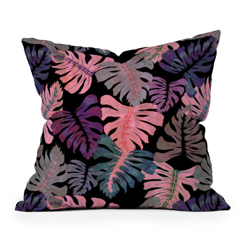 Schatzi Brown Phoenix Tropical Pink Outdoor Throw Pillow