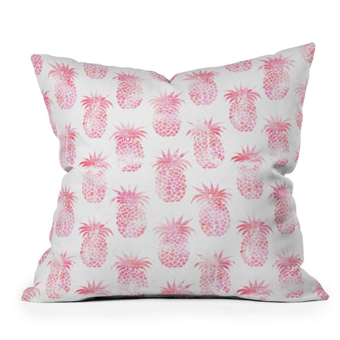 Schatzi Brown Pineapple Pink Outdoor Throw Pillow