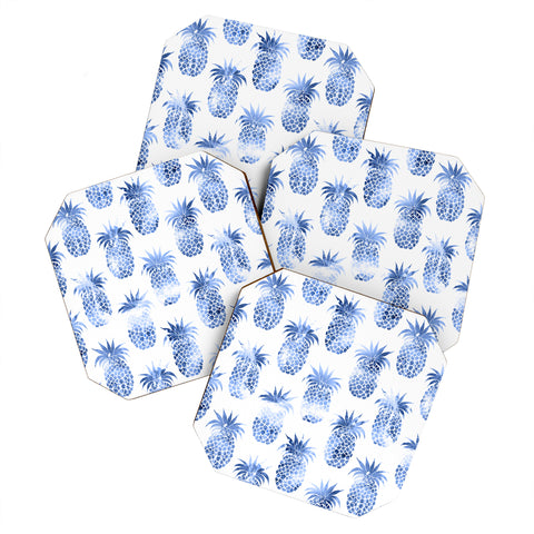 Schatzi Brown Pineapples Blue Coaster Set