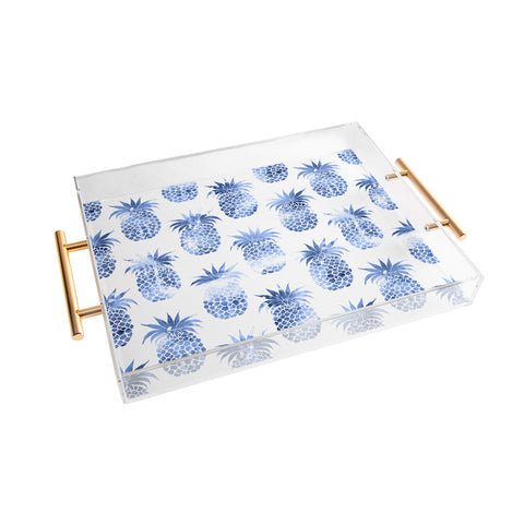 Schatzi Brown Pineapples Blue Acrylic Tray