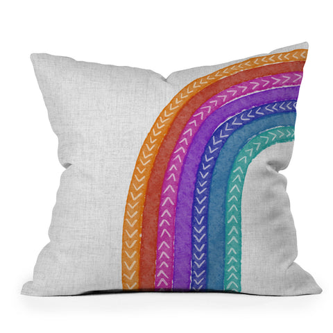 Schatzi Brown Rainbow Tribal Jumbo Outdoor Throw Pillow