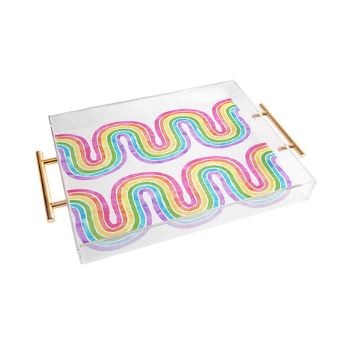 Schatzi Brown Rainbow Wave White Acrylic Tray