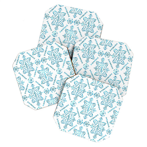 Schatzi Brown Reeve Pattern Aqua Coaster Set