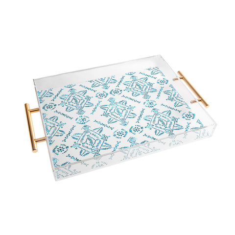 Schatzi Brown Reeve Pattern Aqua Acrylic Tray