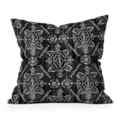 Schatzi Brown Reeve Pattern Black Outdoor Throw Pillow