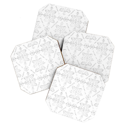 Schatzi Brown Reeve Pattern White Coaster Set