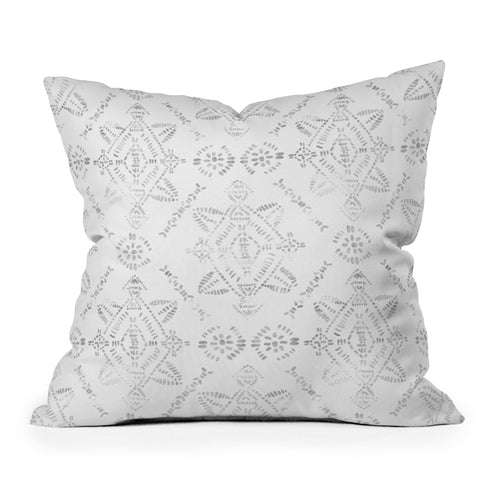 Schatzi Brown Reeve Pattern White Outdoor Throw Pillow