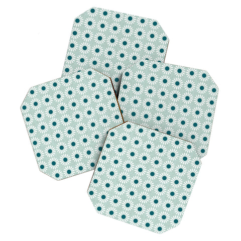 Schatzi Brown Retro Jumbo Daisy Mint Coaster Set
