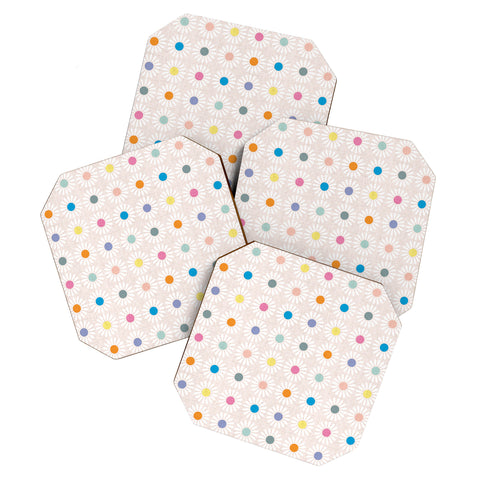Schatzi Brown Retro Jumbo Daisy Pastel Coaster Set