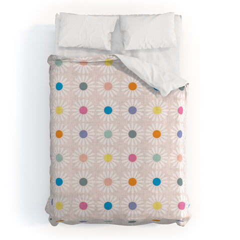 Schatzi Brown Retro Jumbo Daisy Pastel Duvet Cover