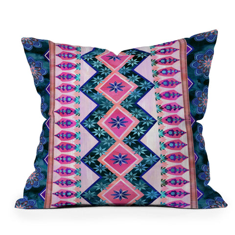 Schatzi Brown Serenity Diamond Pink Blue Outdoor Throw Pillow