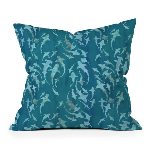 Schatzi Brown Sharky Aqua Outdoor Throw Pillow