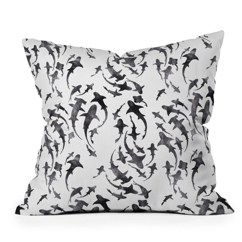 Schatzi Brown Sharky White Outdoor Throw Pillow
