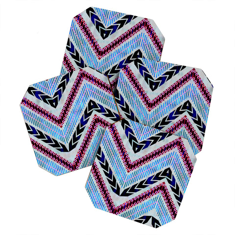 Schatzi Brown Shelby Chevron Silver Coaster Set