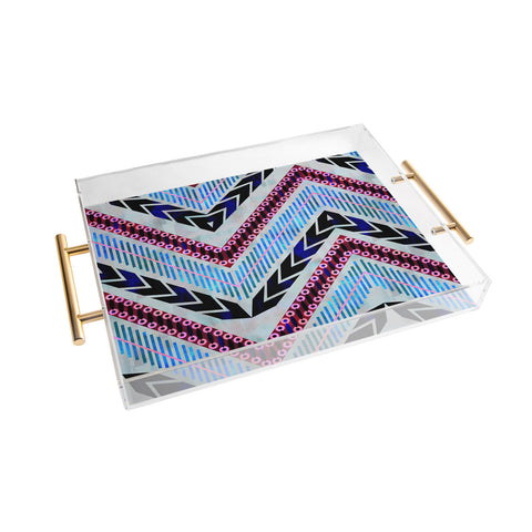 Schatzi Brown Shelby Chevron Silver Acrylic Tray