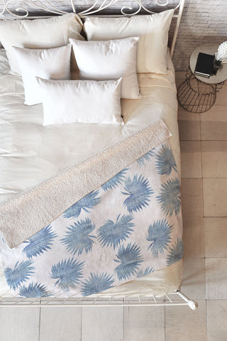 Schatzi Brown Sun Palm Chambray Fleece Throw Blanket