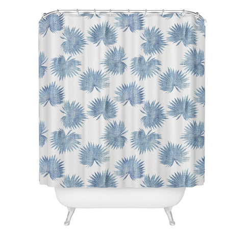 Schatzi Brown Sun Palm Chambray Shower Curtain