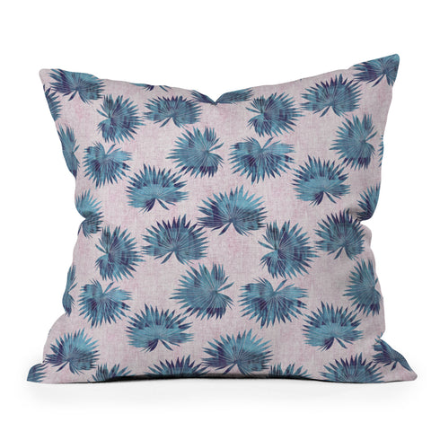 Schatzi Brown Sun Palm Pink Blue Outdoor Throw Pillow