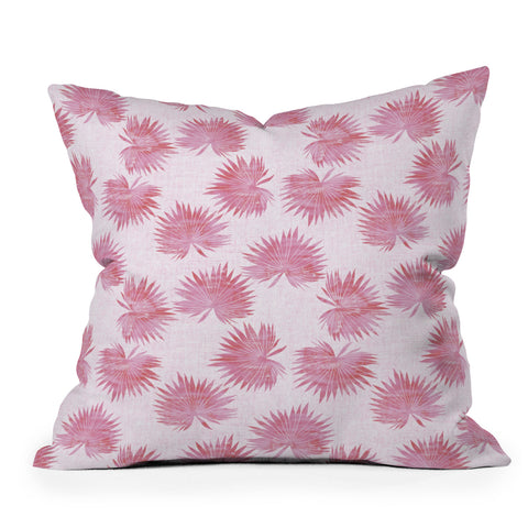 Schatzi Brown Sun Palm Pink Outdoor Throw Pillow