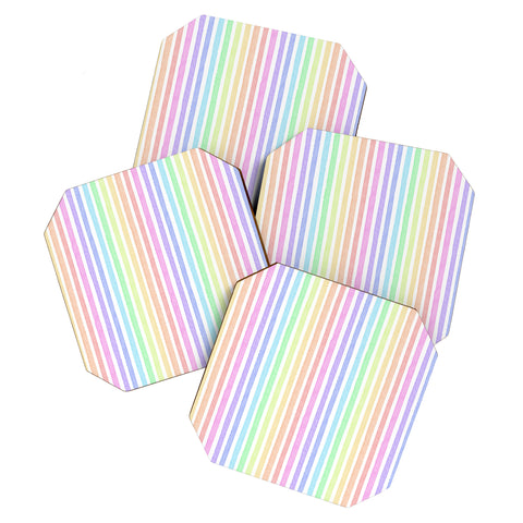 Schatzi Brown Sweet Pastel Stripes Coaster Set
