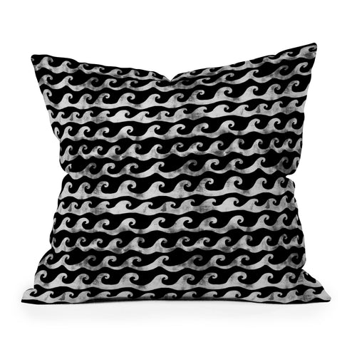 Schatzi Brown Swell Black and White Outdoor Throw Pillow