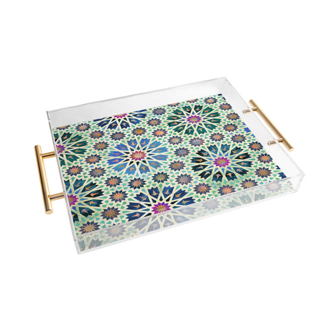 Schatzi Brown Tangier Tile Green Acrylic Tray