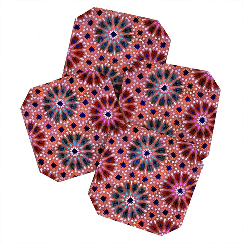 Schatzi Brown Tangier Tile Red Coaster Set