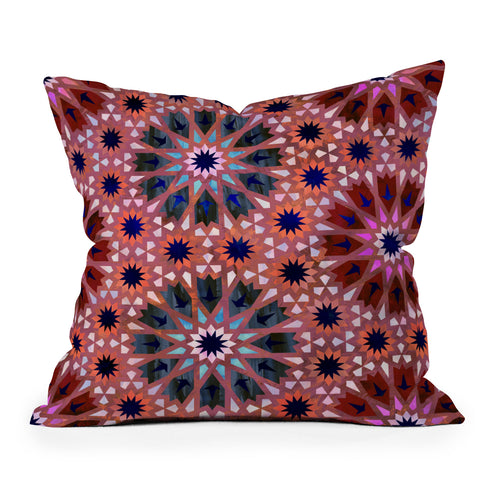 Schatzi Brown Tangier Tile Red Outdoor Throw Pillow