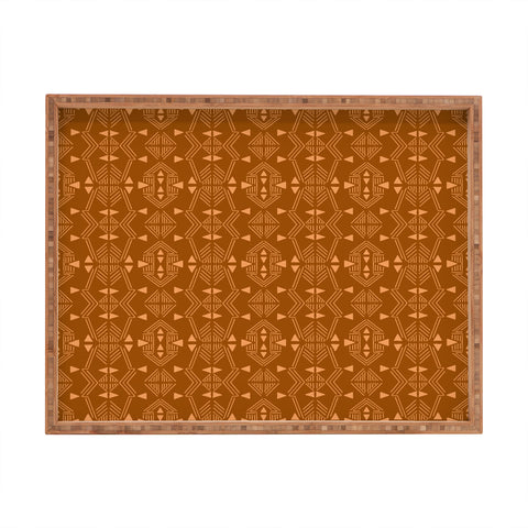 Schatzi Brown Teriana Tribal Geo Terracotta Rectangular Tray