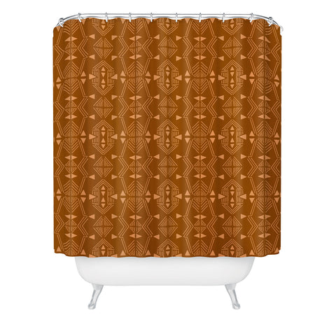 Schatzi Brown Teriana Tribal Geo Terracotta Shower Curtain