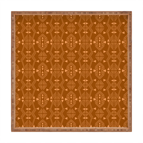 Schatzi Brown Teriana Tribal Geo Terracotta Square Tray