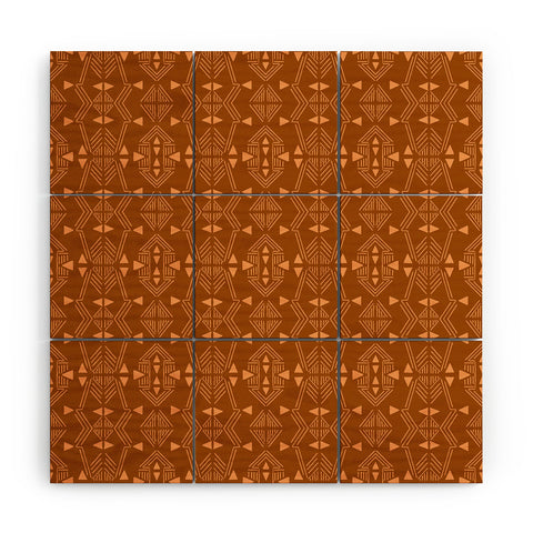 Schatzi Brown Teriana Tribal Geo Terracotta Wood Wall Mural