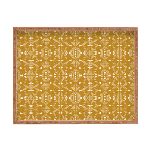 Schatzi Brown Teriana Tribal Geo Yellow Rectangular Tray