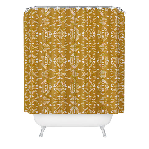 Schatzi Brown Teriana Tribal Geo Yellow Shower Curtain