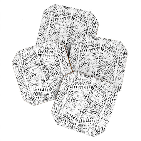 Schatzi Brown Tribal Triangles white black Coaster Set