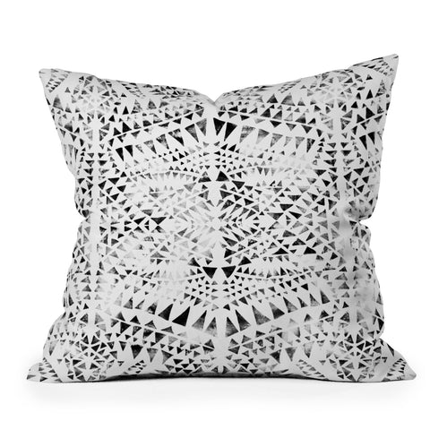 Schatzi Brown Tribal Triangles white black Outdoor Throw Pillow