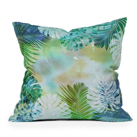 Schatzi Brown Tropix Green Outdoor Throw Pillow