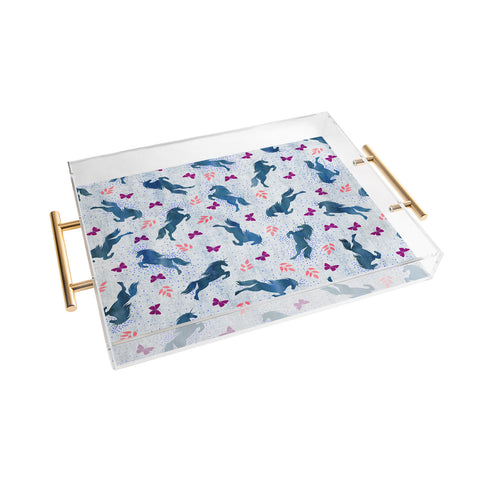 Schatzi Brown Unicorn Toss Light Linen Acrylic Tray