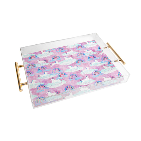 Schatzi Brown Unicorns and Rainbows Pink Acrylic Tray