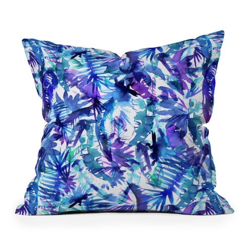 Schatzi Brown Vibe of the Jungle Blue Outdoor Throw Pillow
