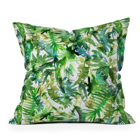 Schatzi Brown Vibe of the Jungle Green Outdoor Throw Pillow