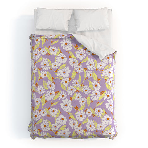 Schatzi Brown Viveta Groovy Floral Lilac Duvet Cover