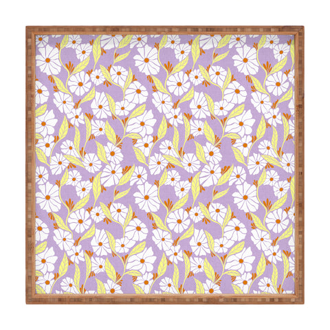 Schatzi Brown Viveta Groovy Floral Lilac Square Tray
