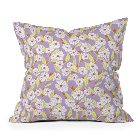 Schatzi Brown Viveta Groovy Floral Lilac Outdoor Throw Pillow