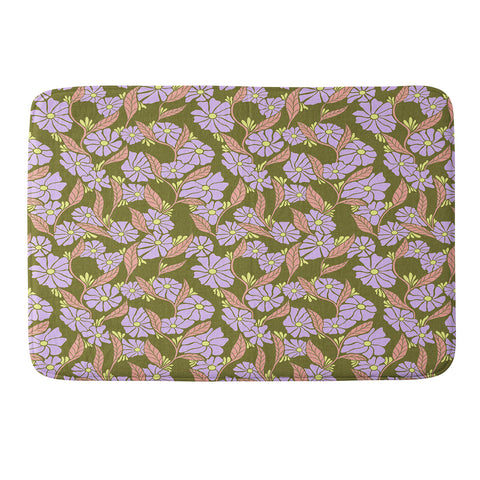 Schatzi Brown Viveta Groovy Floral Olive Memory Foam Bath Mat