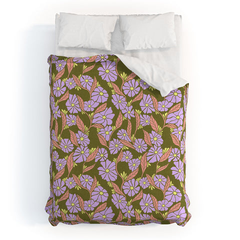 Schatzi Brown Viveta Groovy Floral Olive Duvet Cover