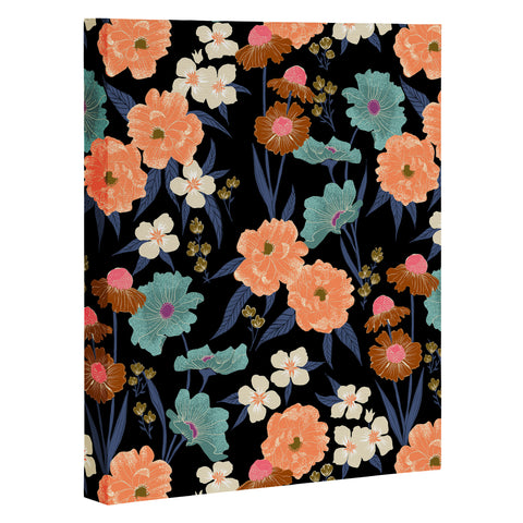 Schatzi Brown Whitney Floral Black Art Canvas
