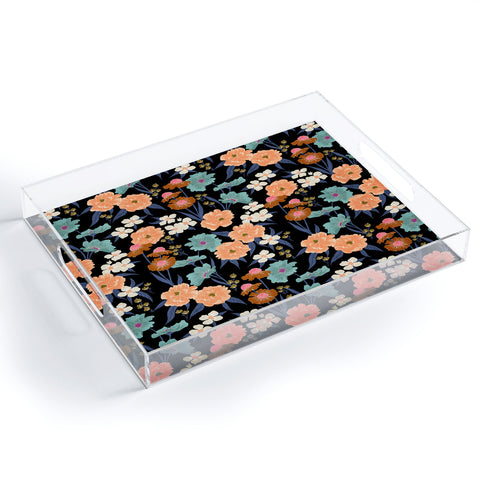 Schatzi Brown Whitney Floral Black Acrylic Tray