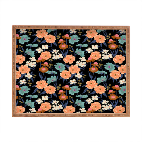 Schatzi Brown Whitney Floral Black Rectangular Tray